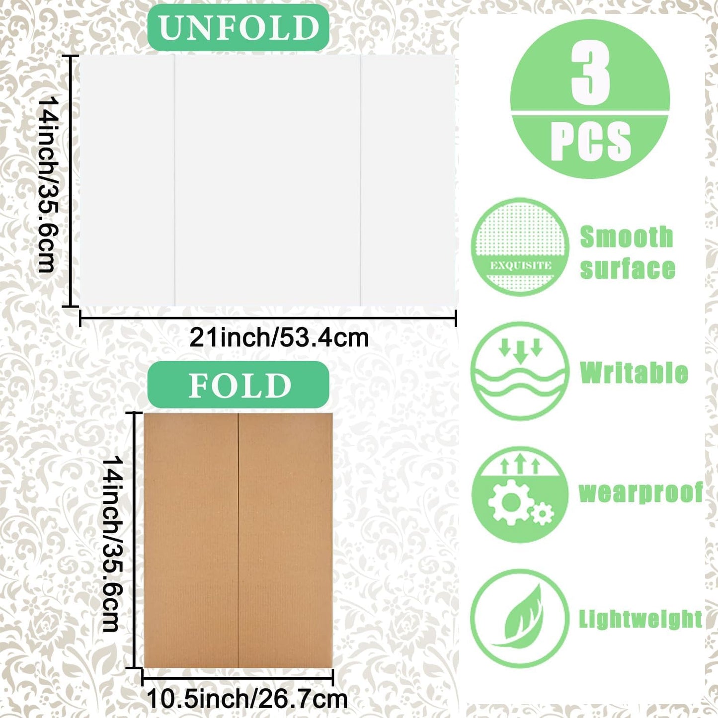 3-Pack Black Trifold Display Boards, 24 x 16 Inches Tri-Fold Corrugated Presentation Boards for Classroom Projects, Science Fairs, Business Events, and Exhibits