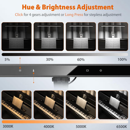 Quntis 55'' Ultra Wide Illumination Piano Light, 12W LED Professional Eye Caring Piano Lamp with Auto-Dimming, Dimmable Modern Reading Lamp, 2H Timer, Music Stand Light for Upright Piano
