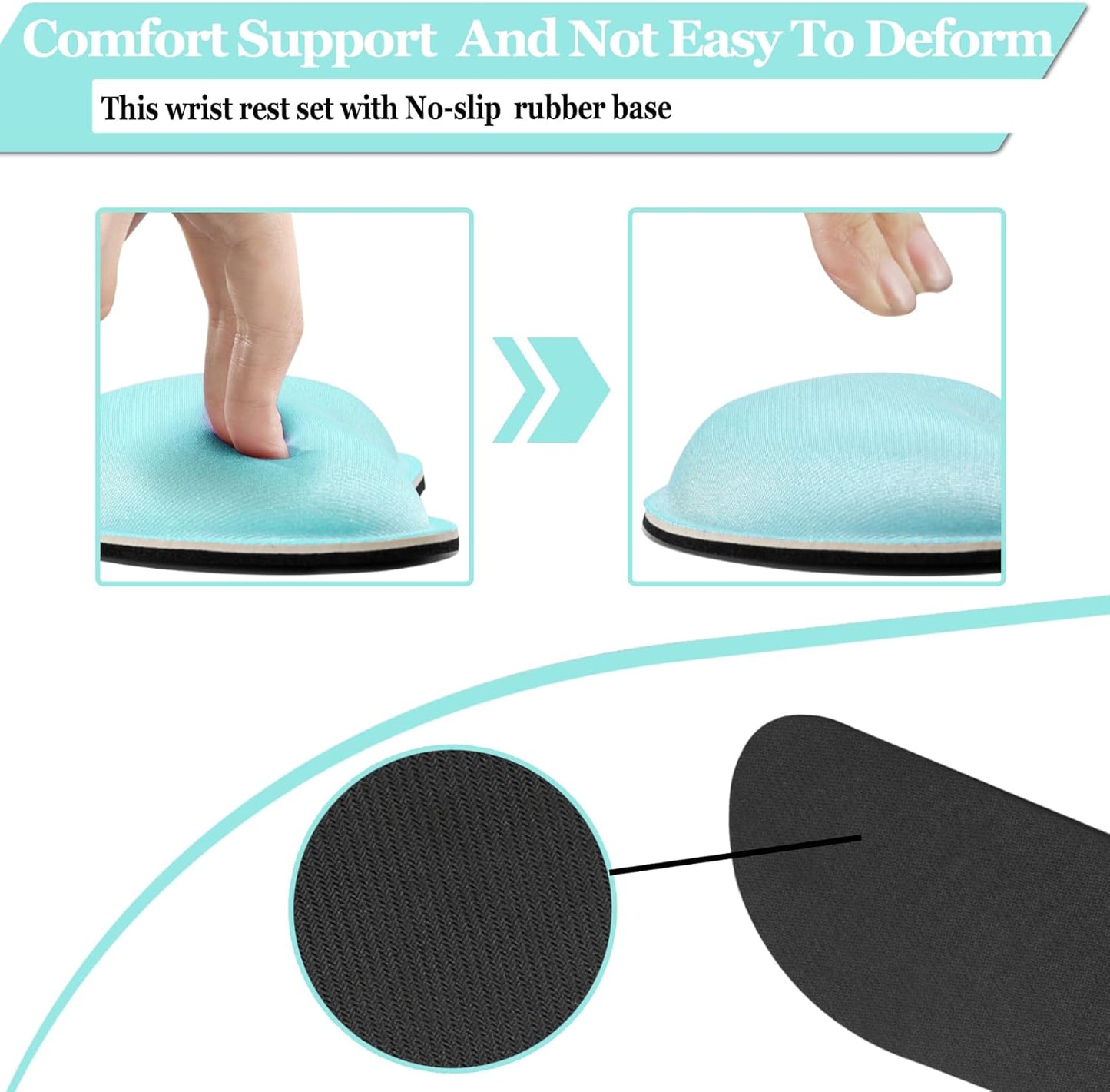 Keyboard Wrist Rest, BamLue Memory Foam Pad Set for Easy Typing & Pain Relief for Laptop, Office & Home, Ergonomic Sets for Keyboard, Gel Mouse Wrist Rest, Smooth Fiber Cushion Wrist Support-Black