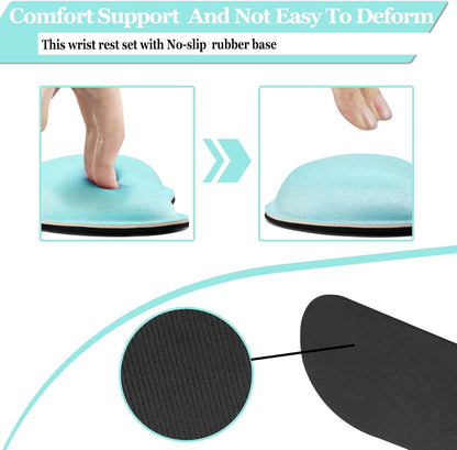Keyboard Wrist Rest, BamLue Memory Foam Pad Set for Easy Typing & Pain Relief for Laptop, Office & Home, Ergonomic Sets for Keyboard, Gel Mouse Wrist Rest, Smooth Fiber Cushion Wrist Support-Black