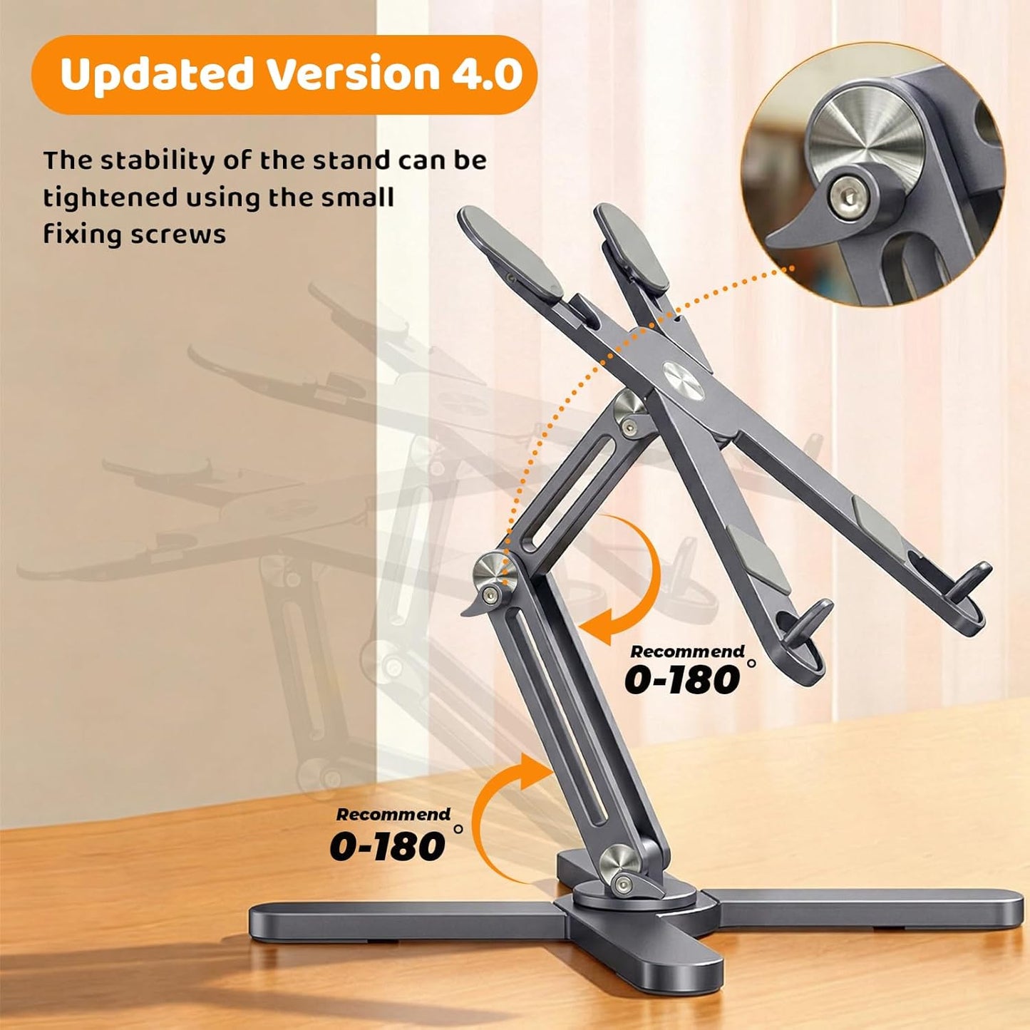 Moallia Laptop Stand with 360 Rotating Base, Computer Notebook Laptop Riser Metal Holder for Desk Collaborative Work, Fully Foldable for Easy Storage, Fits All MacBook, Laptops up to 16 inches, Black