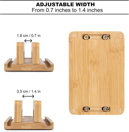 S&A WOODCRAFT 3 Slots Bamboo Wood Vertical Laptop Stand, Adjustable Wooden Laptop Holder, Non-Slip Laptop Dock Compatible with Apple MacBook, Microsoft Surface, Gaming Laptops, IPad, Tablets