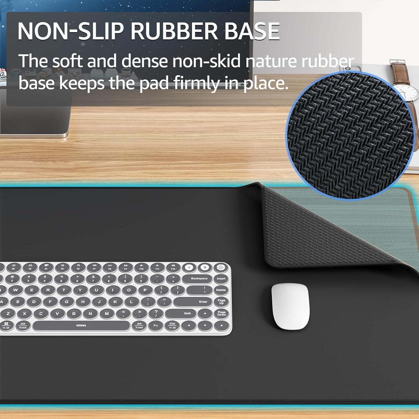 KTRIO Large Gaming Mouse Pad Desk Mat, Superior Micro-Weave Cloth for Precise Mouse Control, Non-Slip Rubber Base, Stitched Edges, Water-Resistant, for Gamer, Office & Home, 31.5" x 11.8" inches
