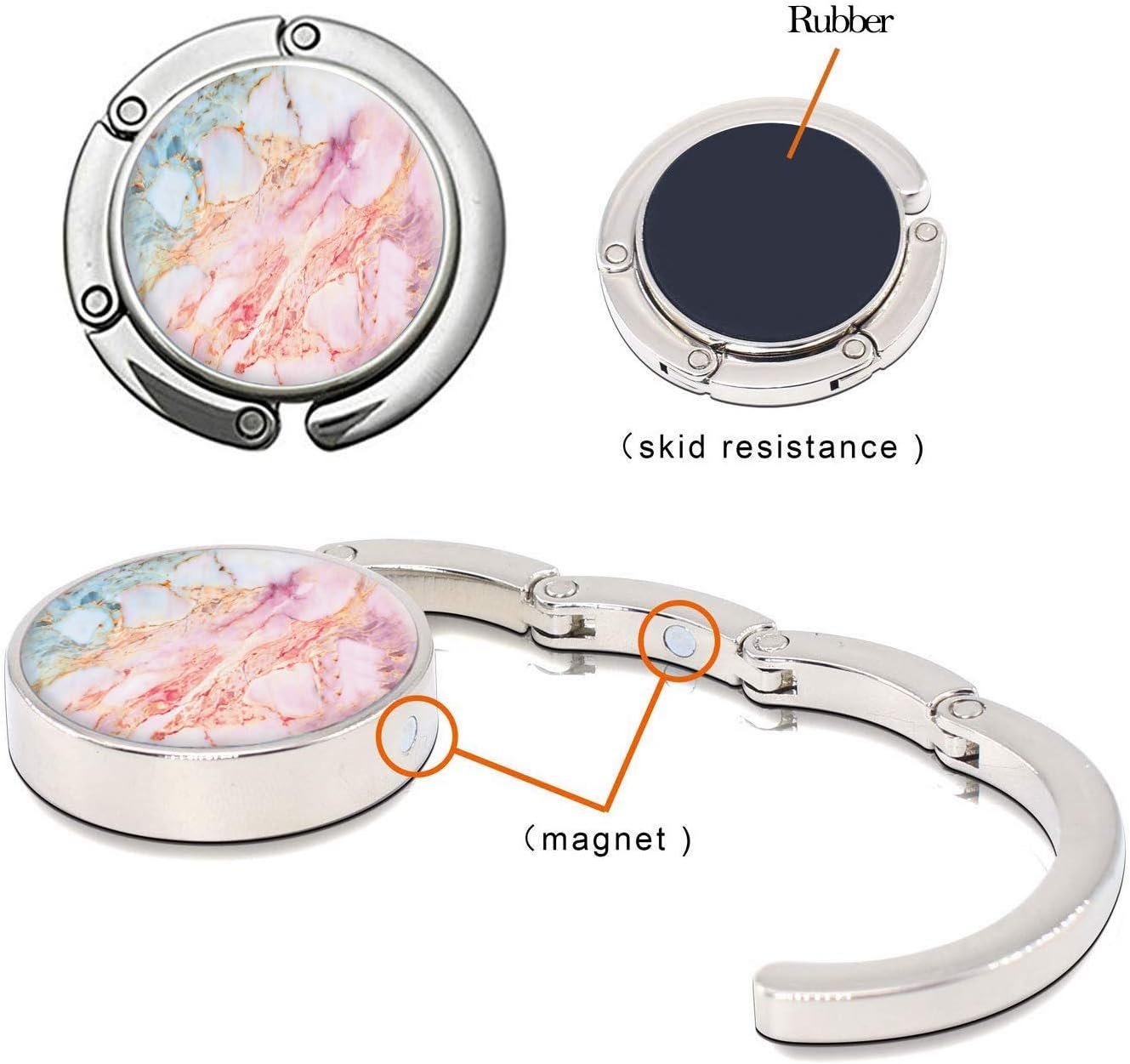 Bosketo Foldable Purse Hook Womens Bag Table Hanger Collection Desk Hooks for Purse (3pack Pretty Floral Hook)
