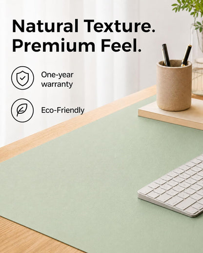 Aothia Dual-Sided Desk Pad - 25.6x13.7 inches Leather Desk Mat, Natural Cork Desk Pad Protector, Large Mouse Pad for Desk, Waterproof Desk Blotter Pad, Desk Writing Pad for Office Work/Home, Black