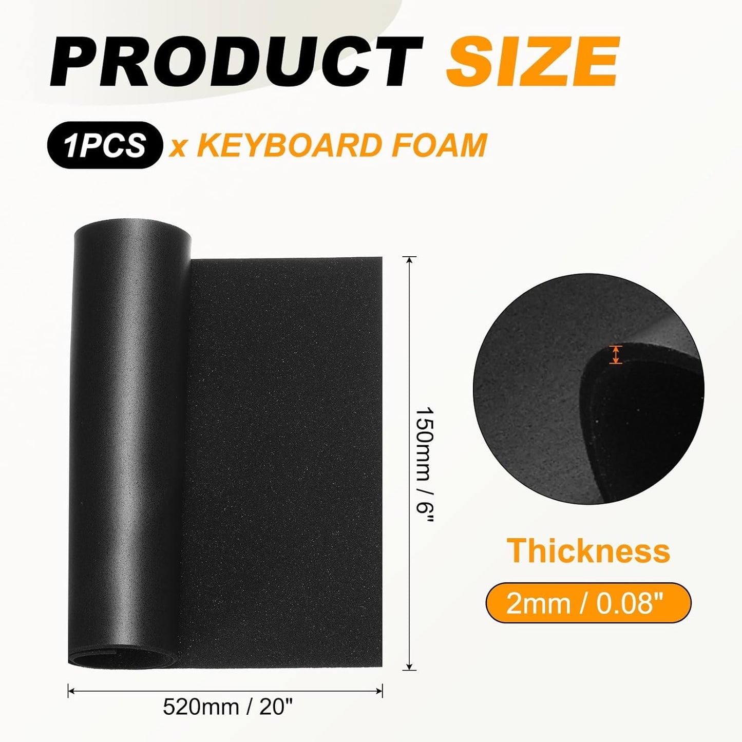 PATIKIL 5 x 17 x 0.1 Inch Keyboard Foam, Sound Dampening Foam Keyboard Modular Sponge for Hot Swap Mechanical Key Boards, Black