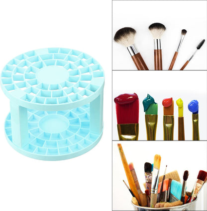 PATIKIL 1pcs White Minimalist Plastic Paint Brush Holder, 49 Holes Round Artist Desk Makeup Pencil Organizer