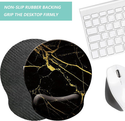 Mouse Pad with Wrist Support, Ergonomic Mouse Pad with Memory Foam Wrist Rest Cushion, Non-Slip Rubber Base Gaming Mice Pad for Home Office Computer Laptop, Flowers Grass