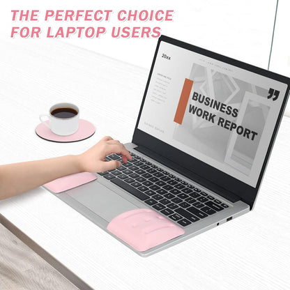 VAGAU Wrist Rests for Laptop, Wrist Support for Keyboard and Mouse, Ergonomic Memory Foam Wrist Pads for Laptop, Office, Computer, Comfortable Typing Wrist Pain & Carpal Tunnel Relief（Pink）