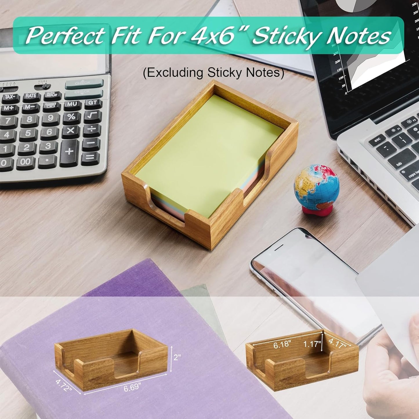 Bivvclaz Wood Sticky Note Holder, 3 x 3 Inch Post It Note Dispenser for Office Desk Accessories, Self Stick Note Pad Holder, Memo Pad Holder Dispenser Organizer for School Office Desk Supplies, Black