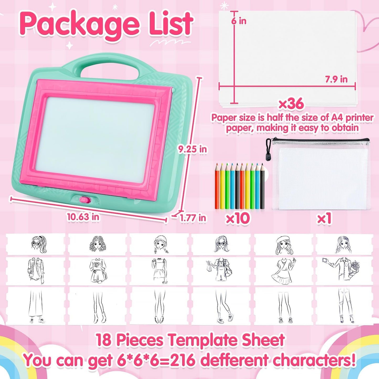 PLAY Light Up Tracing Pad for Kids, LED Tracing Pad Toys for Girls Ages 6-12, Arts & Crafts Writing Drawing Tracer Board, Birthday Toys Gifts Ideas for Girl or Boy 6+ Year Old