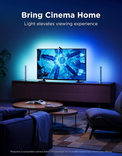 Govee Smart LED Light Bars, Work with Alexa and Google Assistant, RGBICWW WiFi TV Backlights with Scene and Music Modes for Gaming, PC, Living Room Decoration, Black