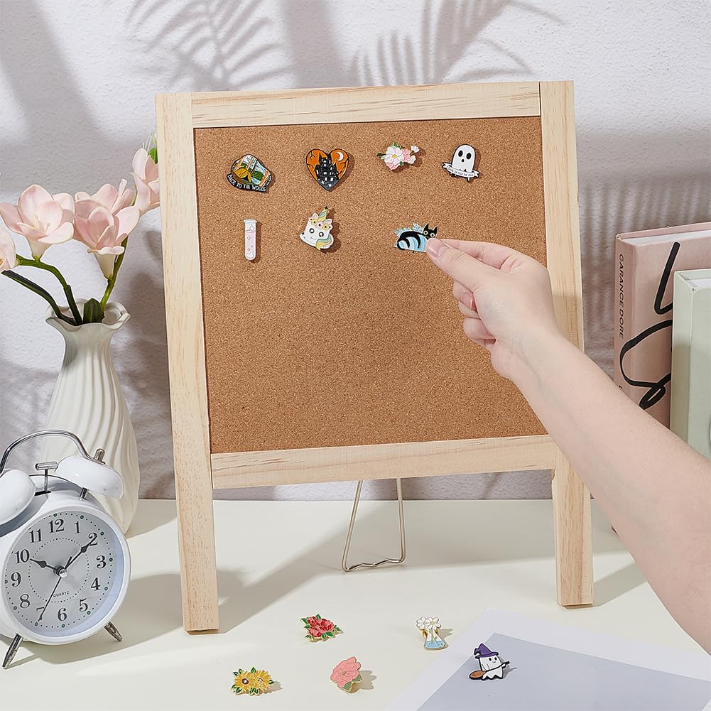 BENECREAT Small Cork Board for Desk, Cork Board with Stand Desk Decorative Pin Bulletin Board for Home, Desk Message, School Office Decor, 14.96x11.85 Inch
