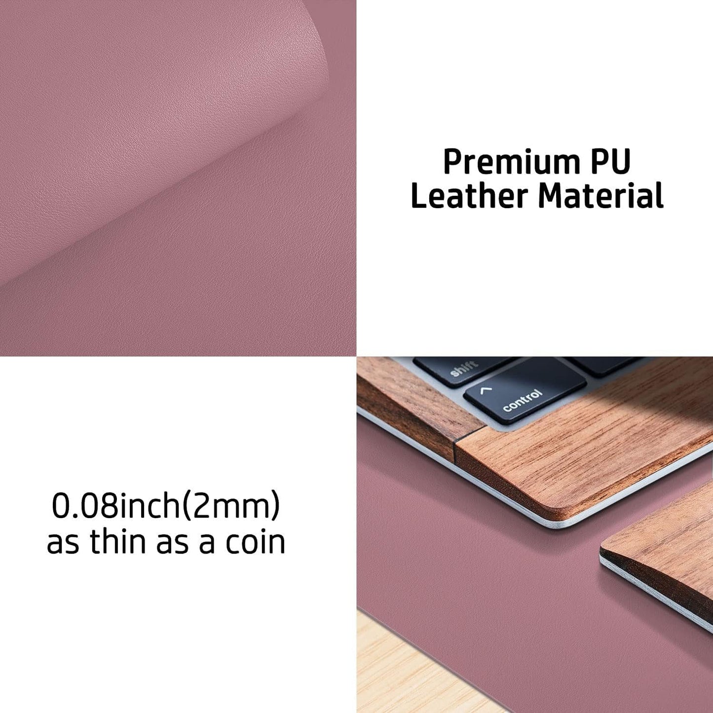 Aothia Leather Desk Pad Protector, Mouse Pad, Office Desk Mat, Non-Slip PU Leather Desk Blotter, Laptop Desk Pad, Waterproof Desk Writing Pad for Office and Home(Dark Blue,31.5" x 15.7") - Colors B