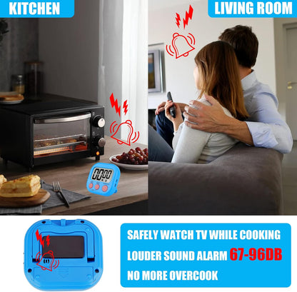 6 Pack Multi-Function Electronic Timer - Magnetic Digital Timers Big LCD Display The Loud/Silent Switch Countdown Timer Extensively Use in Break Time, Cooking,Gym, Meeting, Classroom