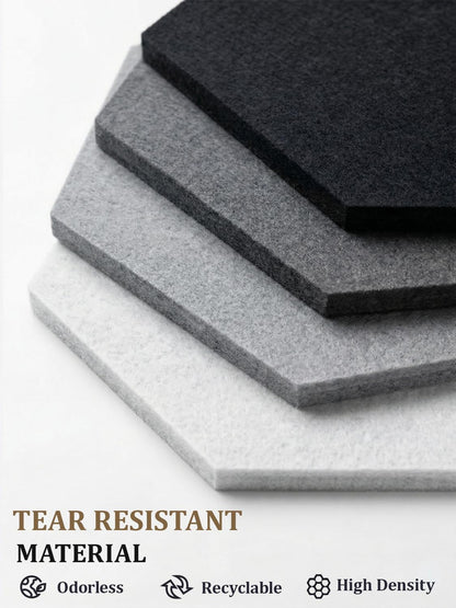 8 Pack Hexagon Felt Bulletin Board Tiles - 12" Large Thick Pin Board for Walls with 30 Push Pins, DIY Boards for Office Home School Decor, Aesthetic Hex Cork Board Alternative