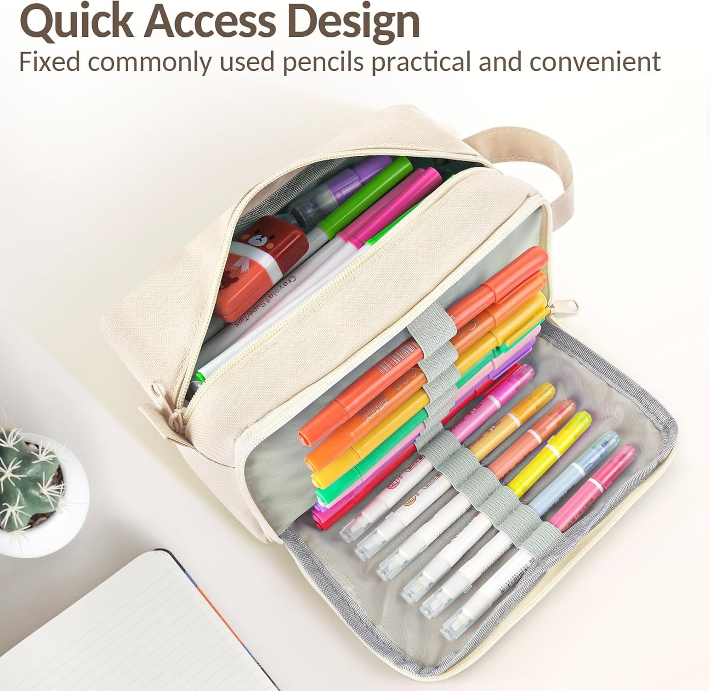 Sooez Original High Capacity Pencil Case, Big Pencil Bag Pouch Box Organizer Pen Case, Aesthetic Supply for Girls Adults, Portable Journaling Supplies with Easy Grip Handle & Loop, Mint Green