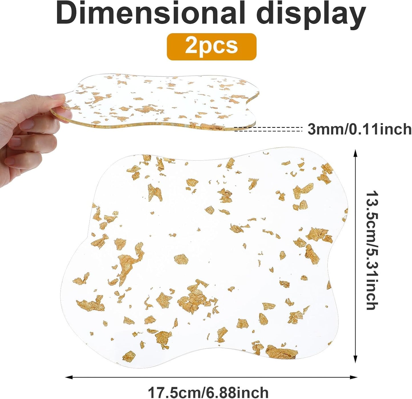 Acrylic Coaster for Desk Accessories, Irregular Gold Foil Drink Coasters, Clear Cloud Shape Coffee Cup Coasters, Tabletop Protection, Accessories Display