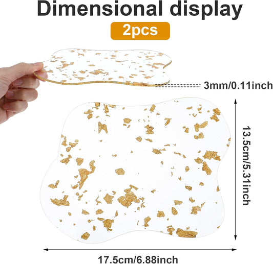 Acrylic Coaster for Desk Accessories, Irregular Gold Foil Drink Coasters, Clear Cloud Shape Coffee Cup Coasters, Tabletop Protection, Accessories Display