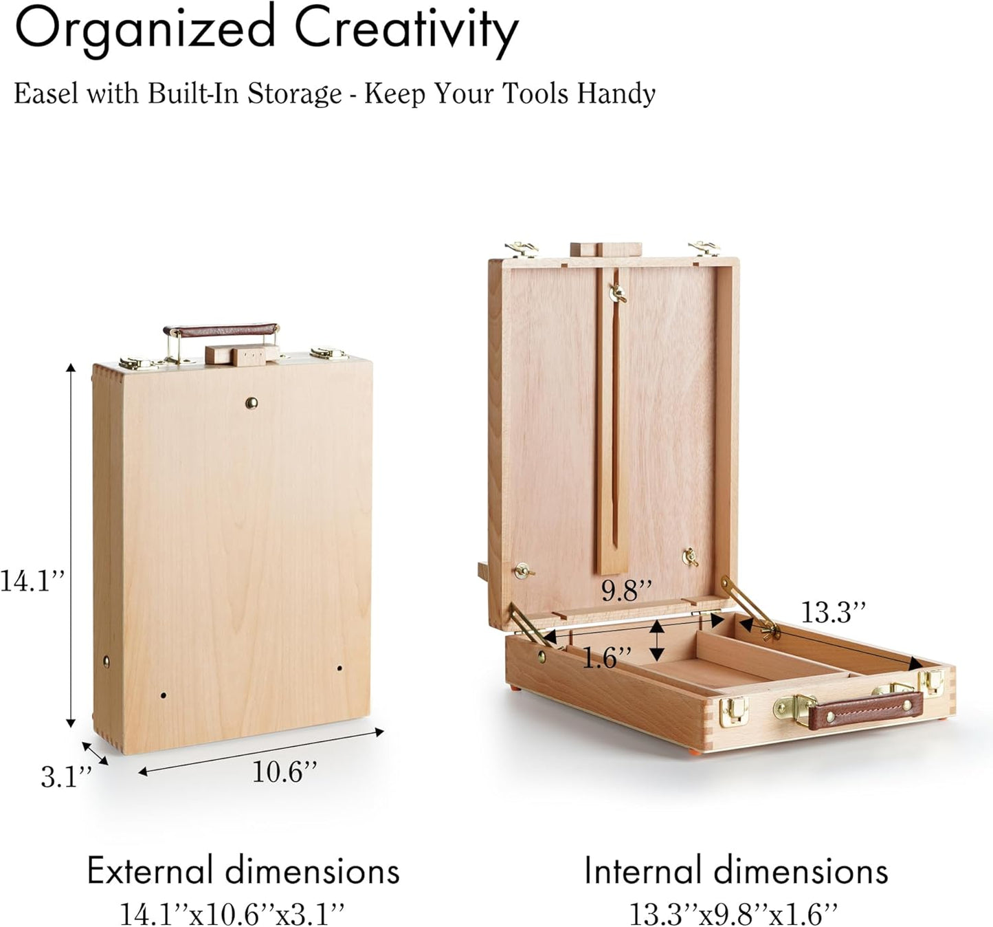 ARTIFY Adjustable Beechwood Tabletop Painting Easel, Wooden Sketch Box Easel, Desktop Artist Easel for Drawing (Easel Box)