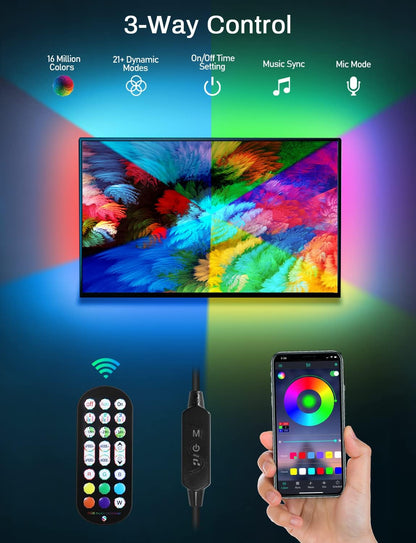 MATICOD LED Lights for TV Led Backlight, 9.84ft RGB Led Strip Lights USB TV Lights Behind 32-43in, APP Remote Control Music Sync TV Led Light for Bedroom Gaming Home Décor