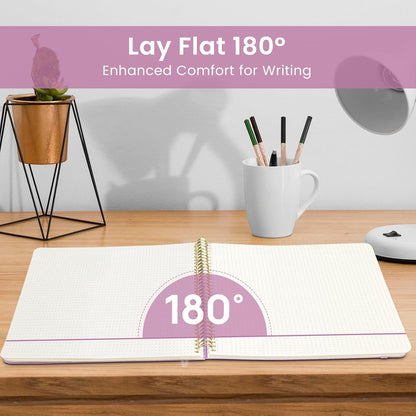 Taja Spiral Lined Notebook, 8.5"x11" Notebooks for Work, Large A4 Journal for Women & Men, College Ruled Journaling Notebook for Writing, Plastic Cover Spiral Journal, Purple