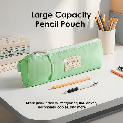 MoKo Pen Holder for Notebook, Pencil Pouch with Adjustable Elastic Band, Slim Portable Zipper Pen Pouch Holder for Planners, Journals, Book, Pink