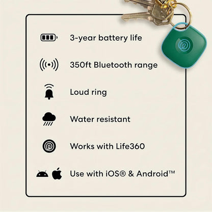 Life360 Tile - Bluetooth Tracker, Keys Finder and Item Locator for Keys, Bags and More. Phone Finder. Both iOS and Android Compatible. 2-Pack (Black/White)