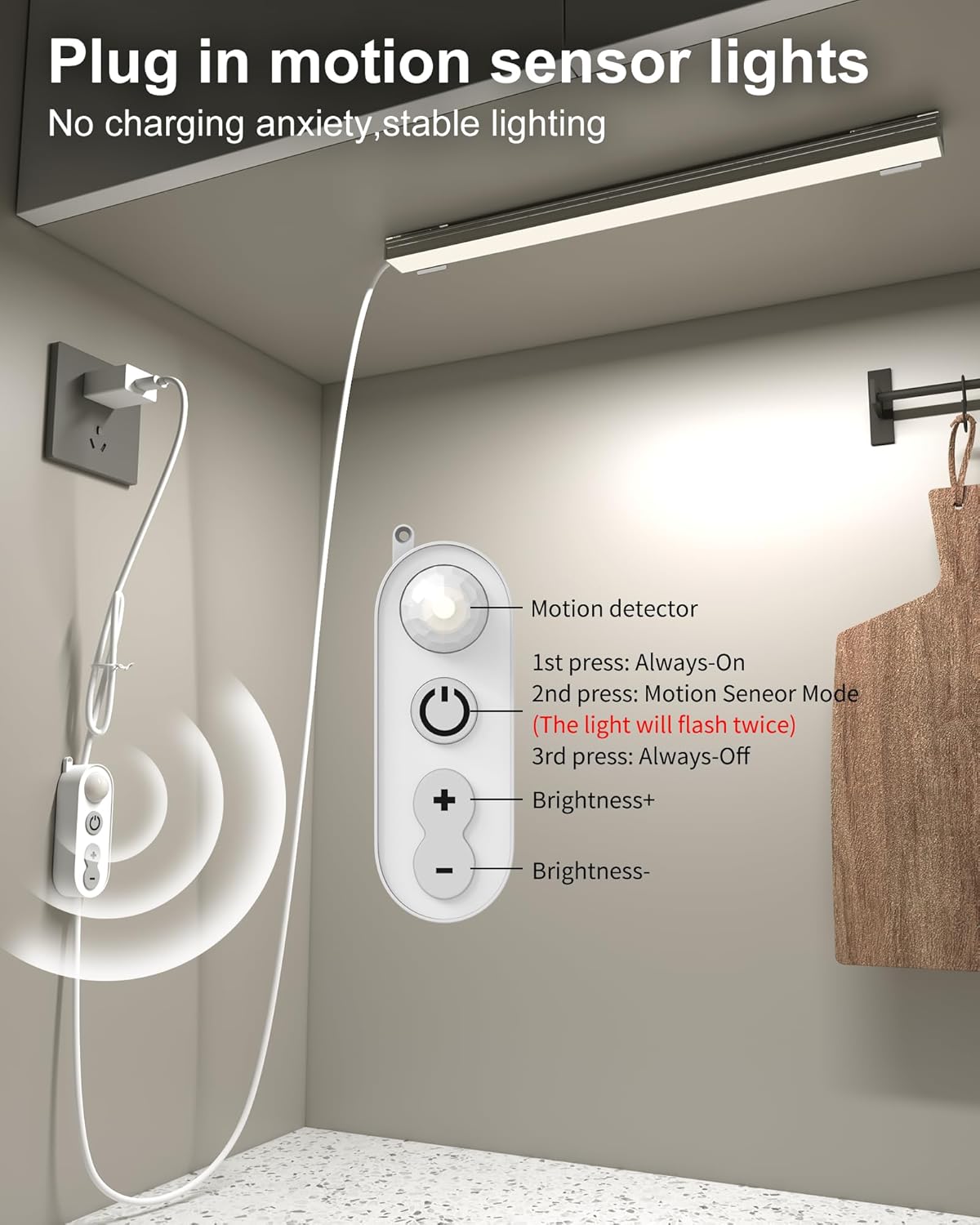 ASOKO Under Cabinet Led Lighting, 12 Inch Light Strip Bar, Daylight White 5000K Dimmable Plug in USB Light, Small Thin Led Under Counter Lighting for Kitchen/Room/Shelf/Desk/Display Case