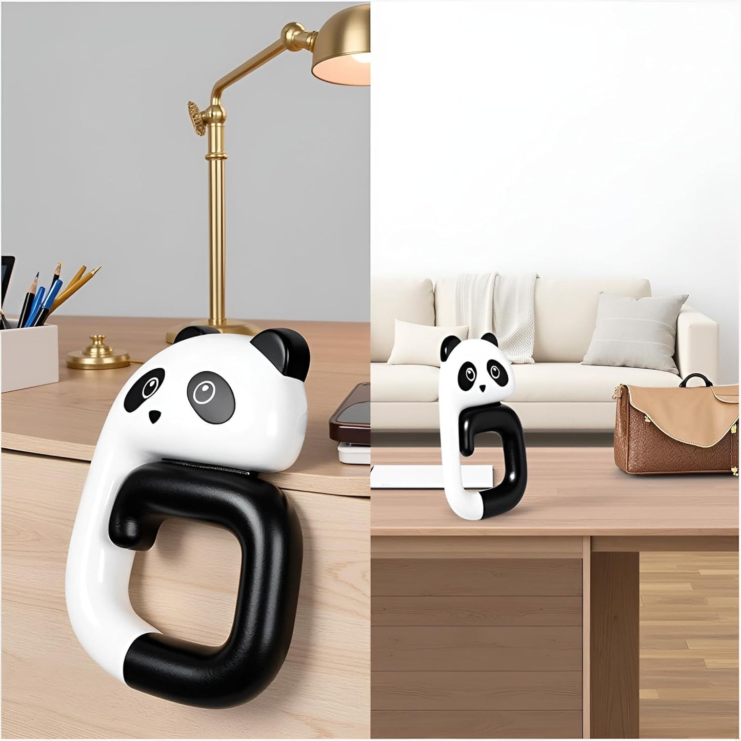 Panda Handbag Hook Hanger, Portable Folding Table Hook for Desk, Under Table Bar, Purse Holder Handbag Accessory, Handbag Hangers (2.95x1.96 inches)