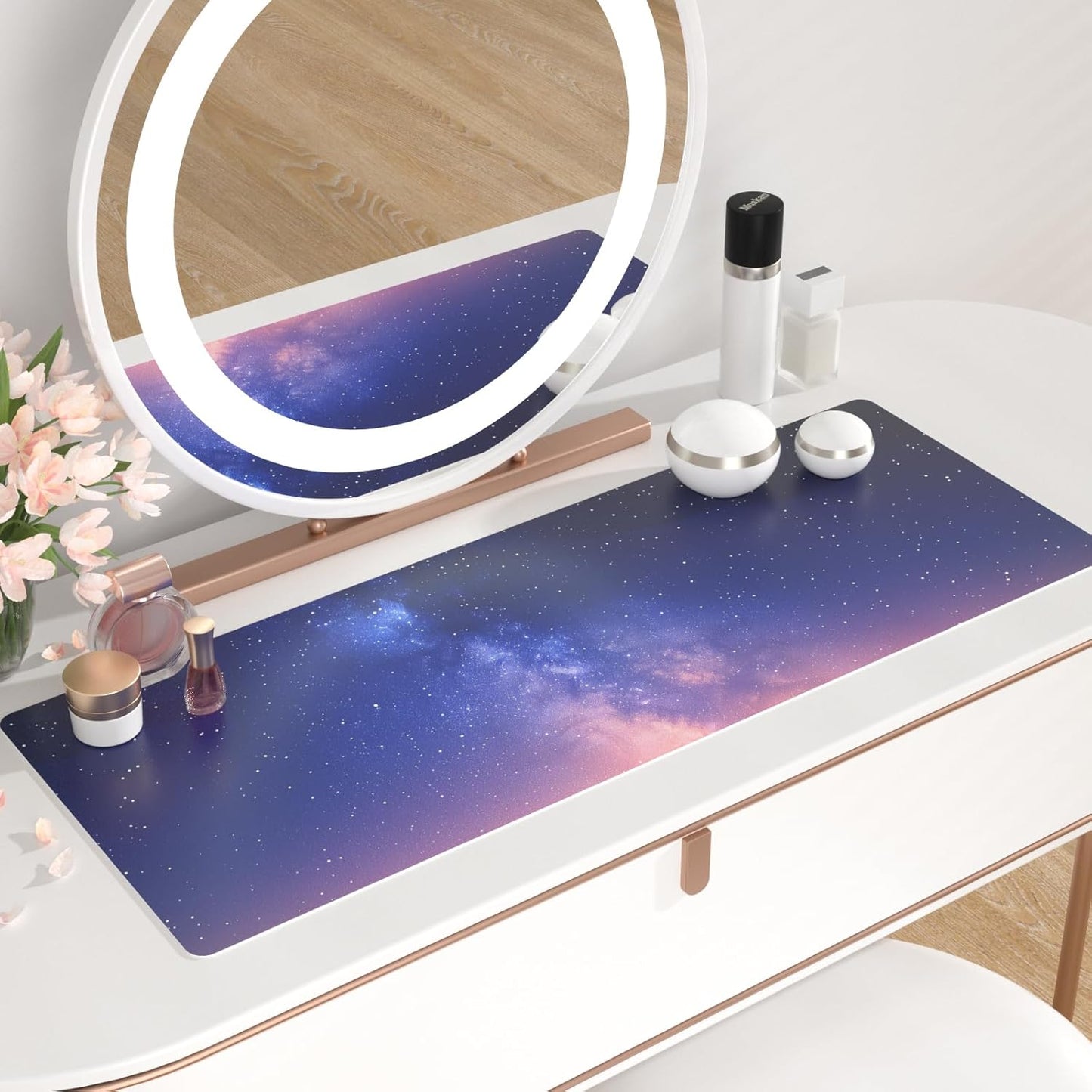 QIYI Large Mouse Pad, Cute Pink Desk Mat for Desktop, Women Girls PU Leather Desk Pad Waterproof Gaming Mousepad, Rose Gold Marble Computer Protector Writing Pad for School Office Home 31.5" x 15.7"