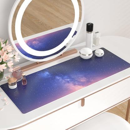 QIYI Large Mouse Pad, Cute Pink Desk Mat for Desktop, Women Girls PU Leather Desk Pad Waterproof Gaming Mousepad, Rose Gold Marble Computer Protector Writing Pad for School Office Home 31.5" x 15.7"
