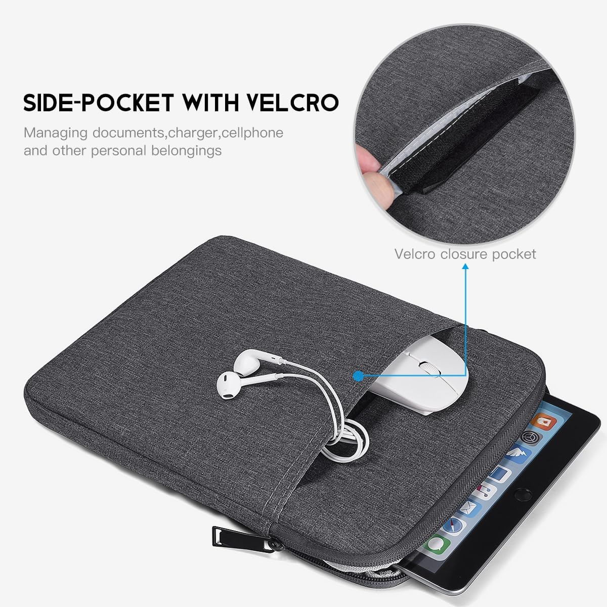 9-11 inch Tablet Sleeve Case for Fire Max 11 Tablet/Kindle Fire HD 10 Plus 10.1", iPad Pro M5 M4 /A16 11-in, iPad Air M2 M3 M4, 10.2 10.5 10.9 iPad Air, Galaxy Tab A9+ Plus, Fit Magic Keyboard -Purple