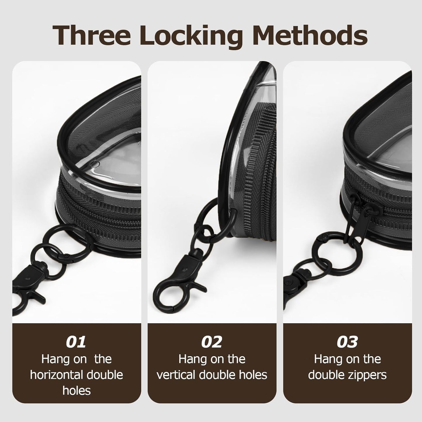Linsaner 1|2|4 Pack Available Storage Bag for Organizing Data Cables, Earphone, Chargers, Keys, Change, Blind Box Doll Transparent Display Bag, Tech Pouch (Black, 1 Pack)