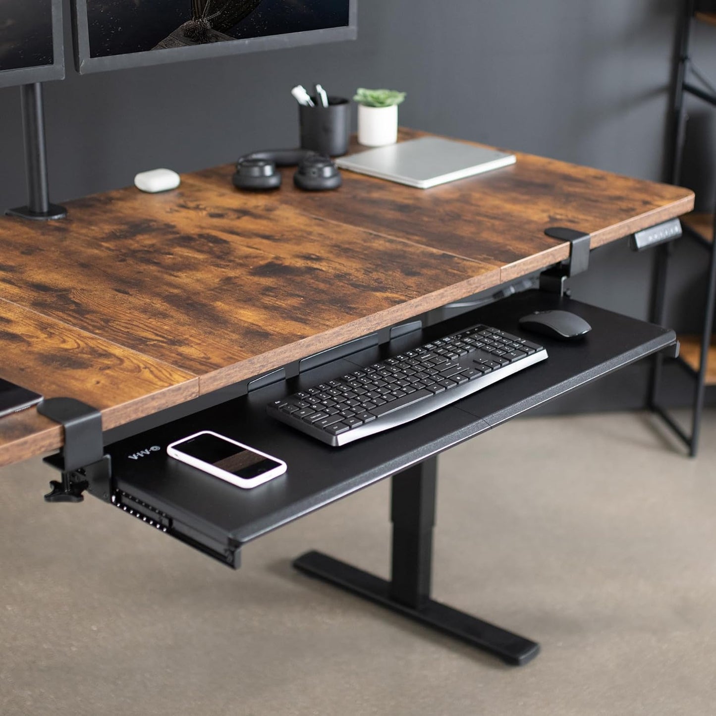 VIVO Large Keyboard Tray Under Desk Pull Out with Extra Sturdy C Clamp Mount System, 27 (33 Including Clamps) x 11 Inch Slide-Out Platform Computer Drawer for Typing, Black, MOUNT-KB05E