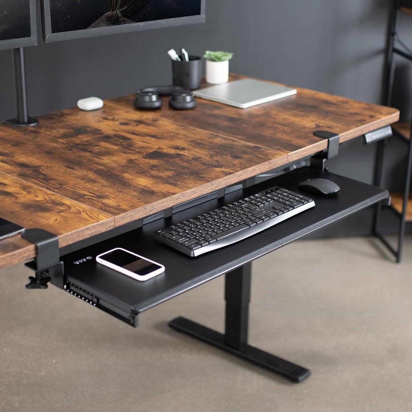 VIVO Large Keyboard Tray Under Desk Pull Out with Extra Sturdy C Clamp Mount System, 27 (33 Including Clamps) x 11 Inch Slide-Out Platform Computer Drawer for Typing, Black, MOUNT-KB05E
