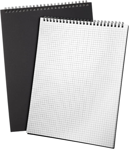 Engrowtic Top Spiral Graph Paper Notebooks 8.7 X11.4 Inch A4 Grid Paper Notepad 70 Sheet Memo Steno Pad for Engineering Writing Sketching Drawing School Office Supplies (1 Pack,Black)