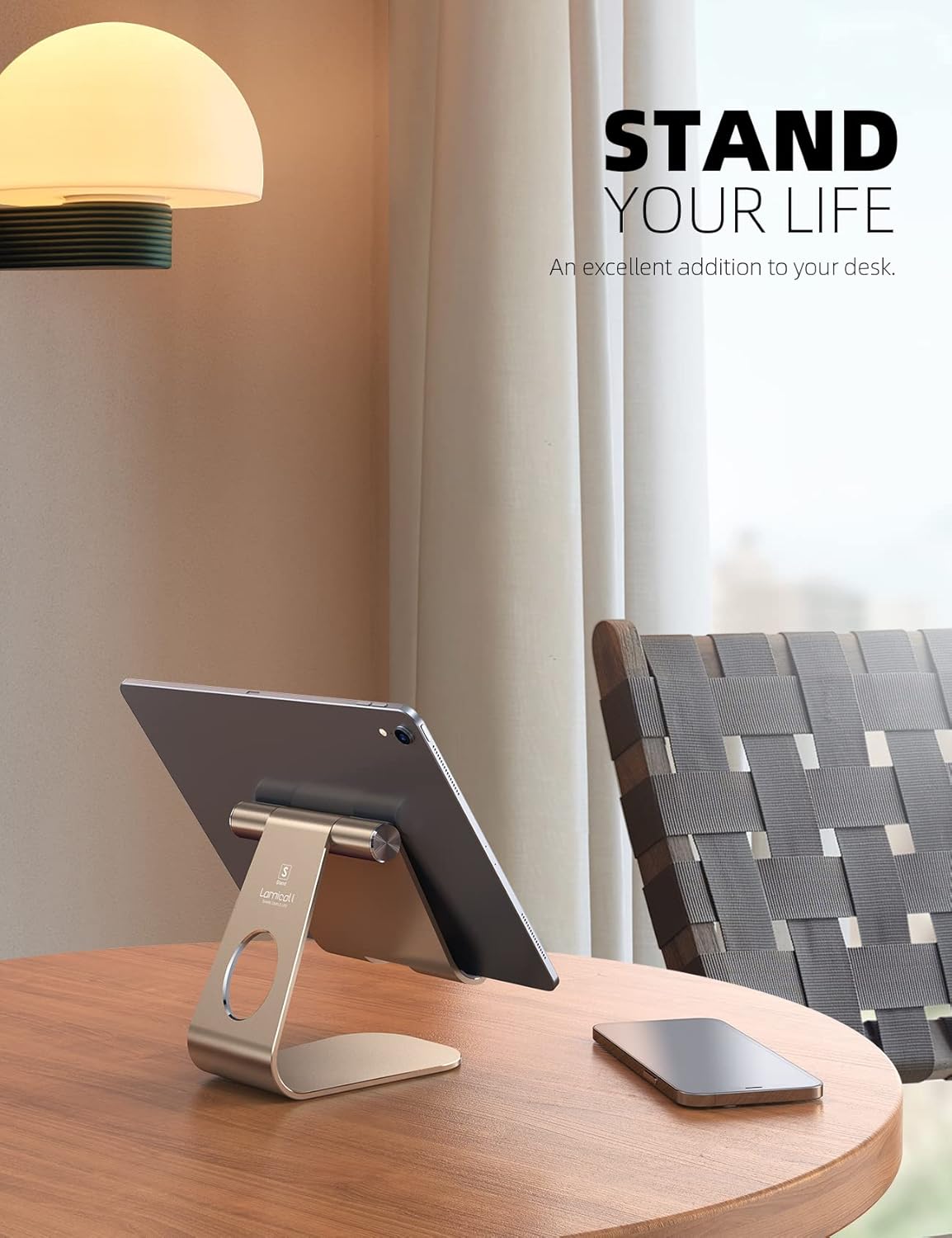 Lamicall S1 Tablet Stand, Adjustable Tablet Holder - Desktop Stand Dock Holder for 4-13" Tablet, iPad Pro 11, 9.7, 10.5, 12.9 Air Mini, Kindle, Tab, Switch, Viral Podcast Video Office Desk Accessories