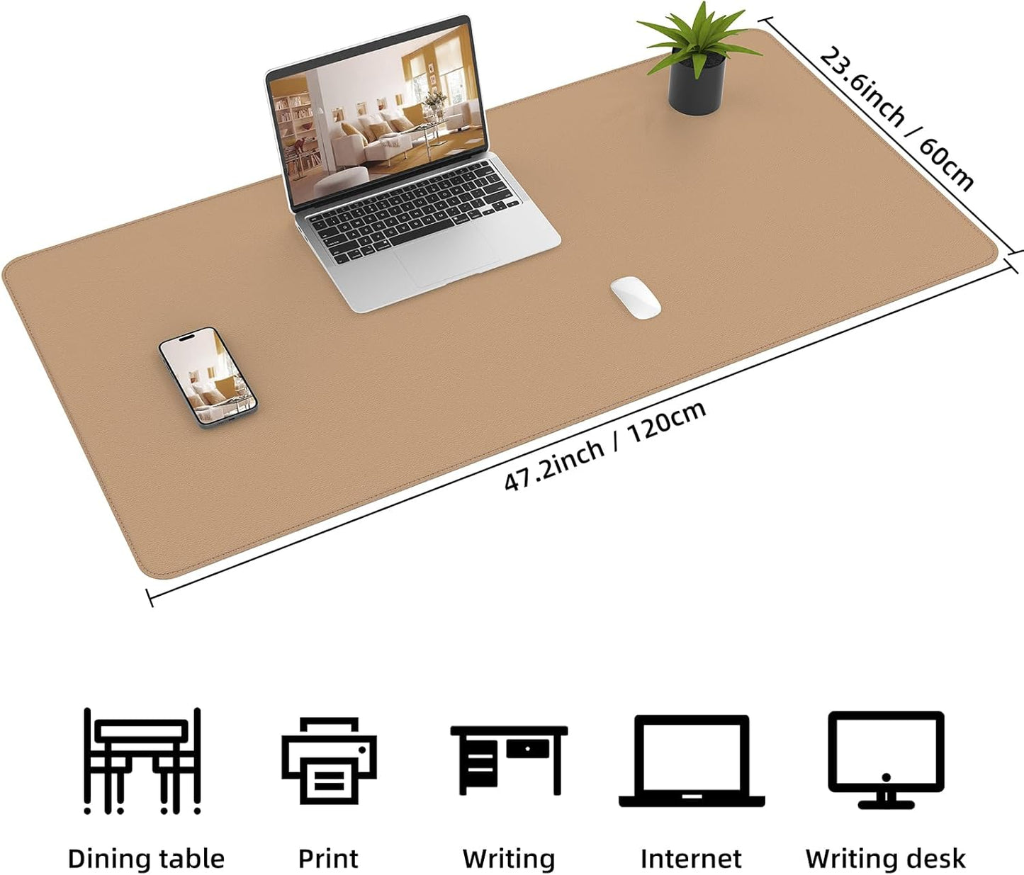 AFIING Large Desk Mat 47" x 17", Dual-Sided Natural Cork & PU Leather Desk Pad, Non-Slip Waterproof Mouse Pad for Office, Home & Gaming, Black
