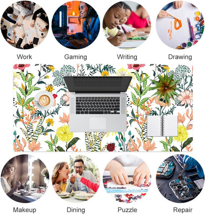 QIYI Large Mouse Pad, Cute Pink Desk Mat for Desktop, Women Girls PU Leather Desk Pad Waterproof Gaming Mousepad, Rose Gold Marble Computer Protector Writing Pad for School Office Home 31.5" x 15.7"