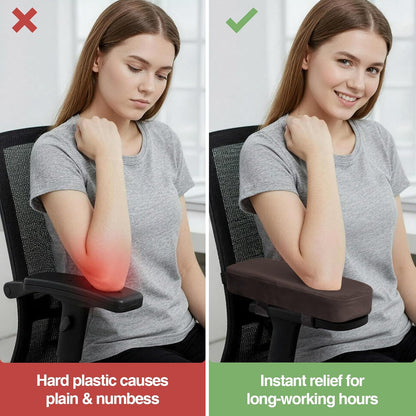 Smiry Ergonomic Office Chair Armrest Pads, Memory Foam Arm Rest Covers, Non-Slip Armrest Cushion with Adjustable Buckles and Straps, Elbow Relief for Desk, Gaming & Wheelchair (Black, Set of 2)