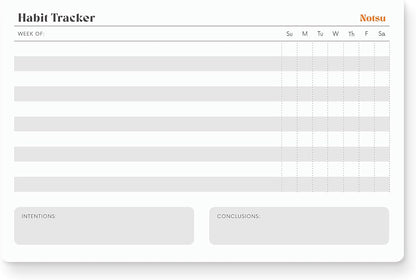Notsu Weekly Habit Tracker Notepad | Goals Planner Pad and Self Care To Do List | 50 Tear Off Pages, 8.5” x 5.5”