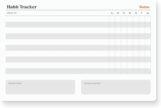 Notsu Weekly Habit Tracker Notepad | Goals Planner Pad and Self Care To Do List | 50 Tear Off Pages, 8.5” x 5.5”