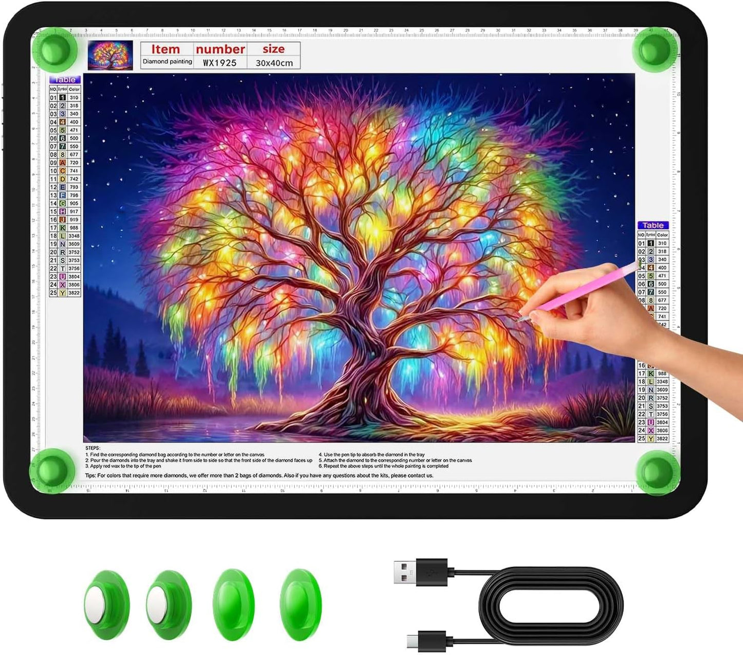 A2 Light Pad (25.2" x 18.4"), Large Magnetic Bright Light Box for tracing,6 Levels Dimming/3 Color,Physical Buttons,Light Board for Diamond Painting,Light Table for Drawing, Sketching