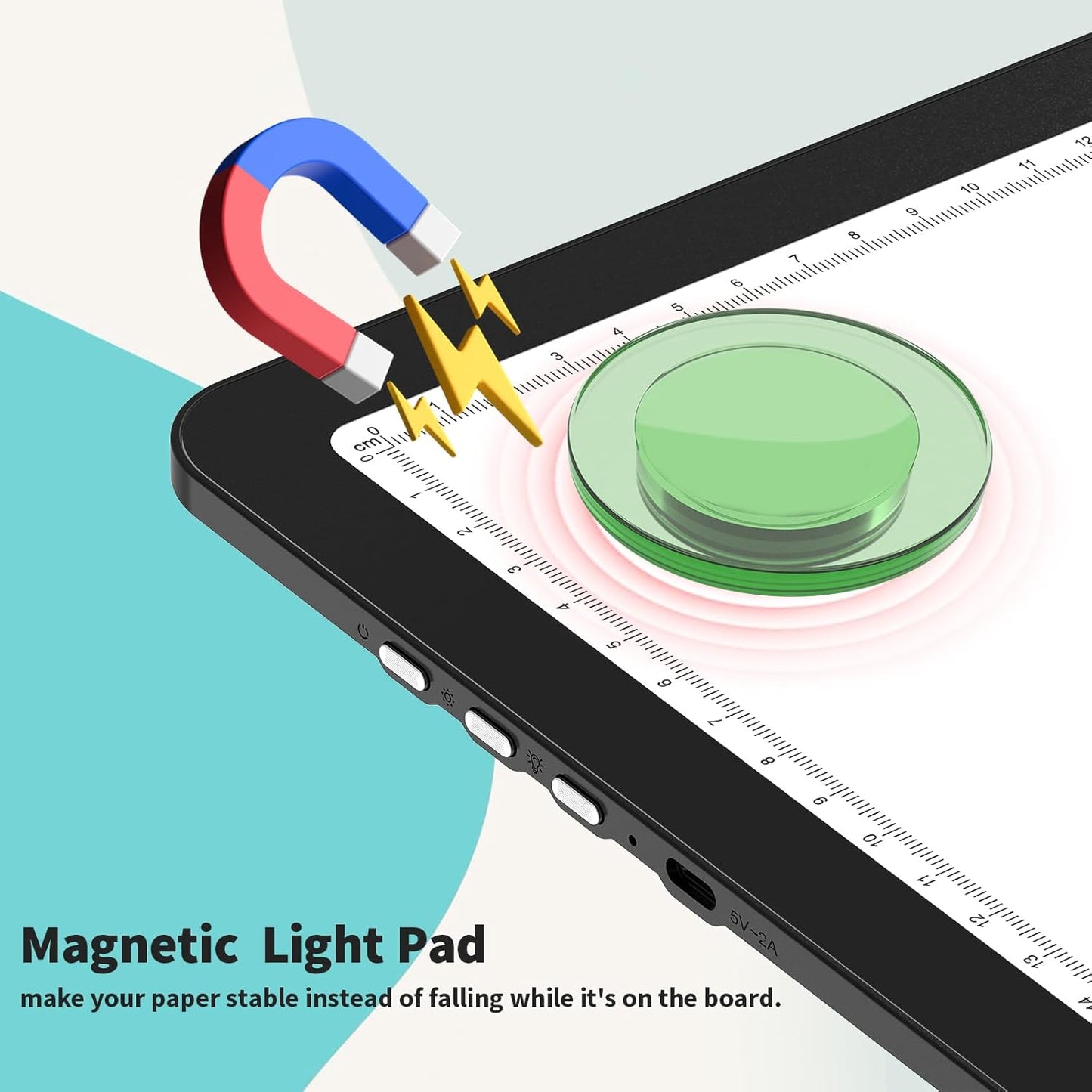 Elice Rechargeable A3 Light Pad for Diamond Painting, Magnetic LED Light Board with Physical Button, Super Bright Diamond Art Light Pad, Ultra-Thin Light Box for Tracing, Weeding Vinyl, Artists -Black
