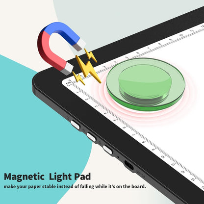 Elice Rechargeable A3 Light Pad for Diamond Painting, Magnetic LED Light Board with Physical Button, Super Bright Diamond Art Light Pad, Ultra-Thin Light Box for Tracing, Weeding Vinyl, Artists -Black