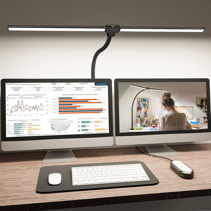 ShineTech LED Desk Lamp for Home Office, Ultra Bright Clamp Light with Flexible Gooseneck, 25 Lighting Modes, Eye-Caring Architect Lamp for Dual Monitors, Reading & Gaming Setup