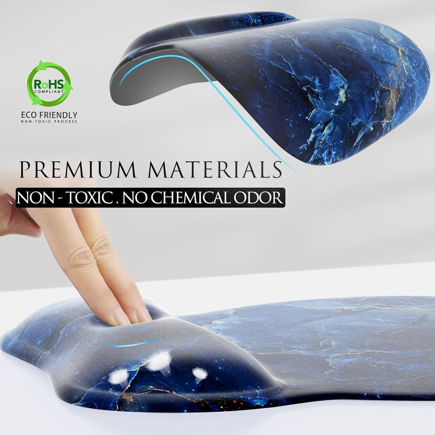 MROCO Ergonomic Mouse Pad with Gel Wrist Rest, Smooth Wrist Support Surface, Non-Slip PU Base for Pain Relief, Comfortable Mousepad for Computer, Laptop, Office & Home, 9.4 x 8.1 in, Black