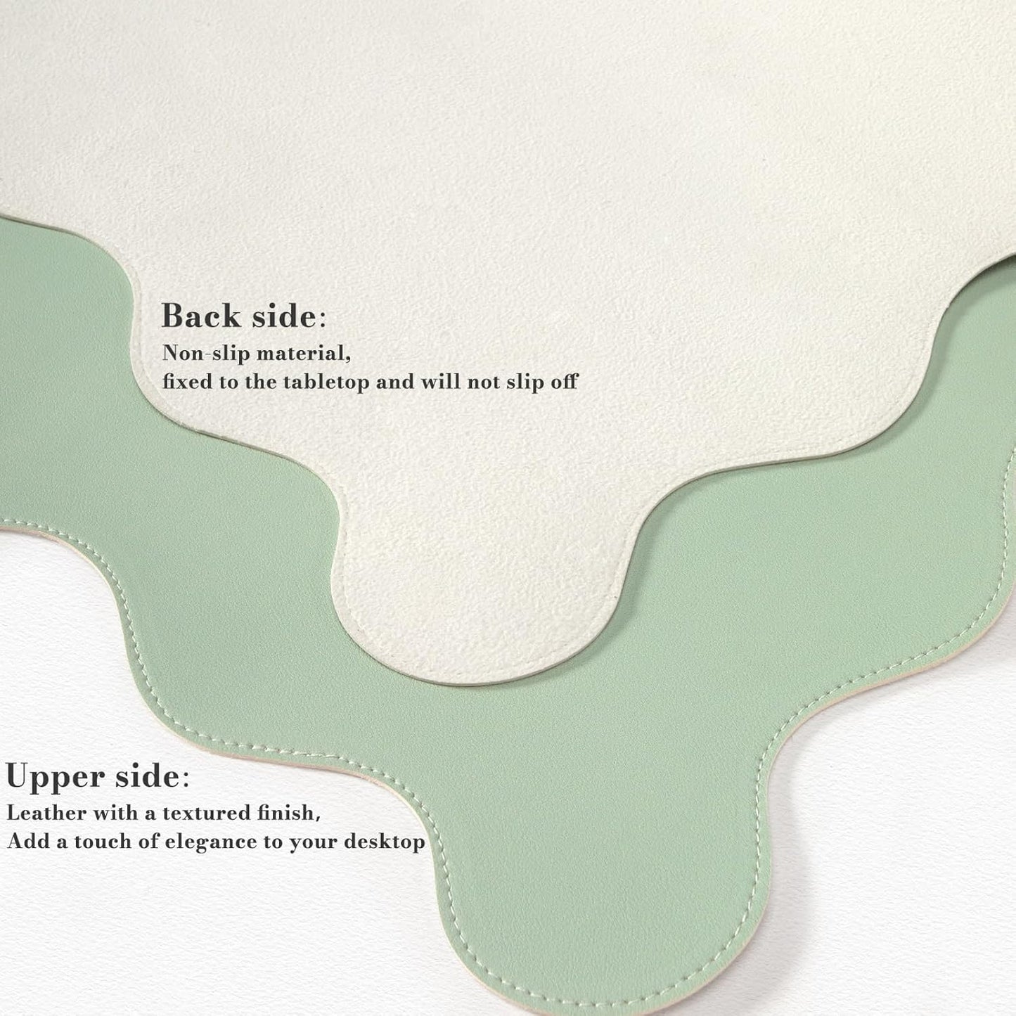 iCasso Pink Leather Desk Mat,Extra Large Scalloped Mouse Pad for Desktop,Waterproof PU Nail Table Mat,Cute Keyboard Mats for Women Girl,Non-Slip Desk Cover Mat for Office Home Dorm