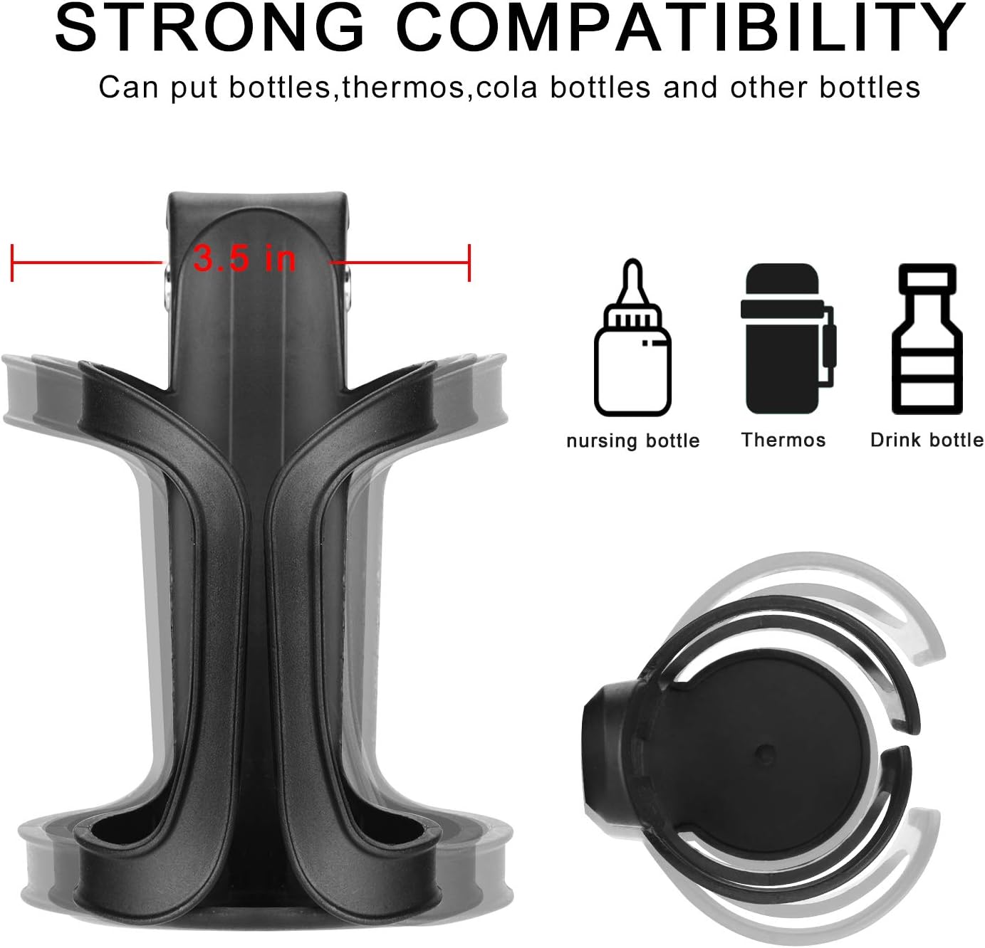 Accmor Stroller Cup Holder, Universal Cup Holder for Uppababy, Nuna, Doona Strollers, 360 ° Rotatable Bottle Holder for Stroller, Wheelchair, Walker